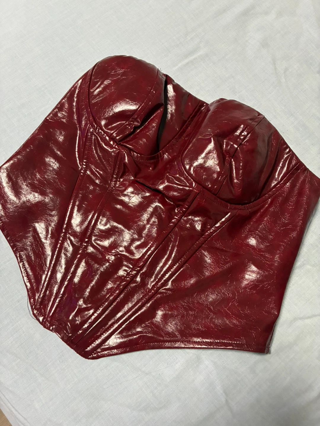 Fashion Nova Red Patent Corset Top