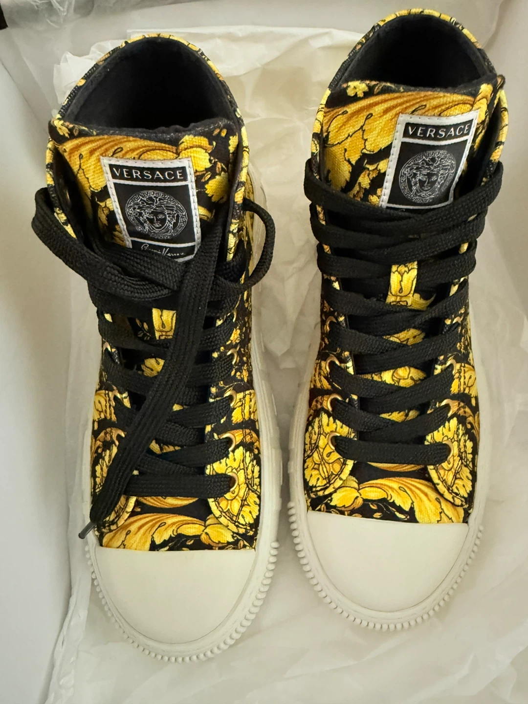 Versace Black & Gold Barocco High-Top Sneakers
