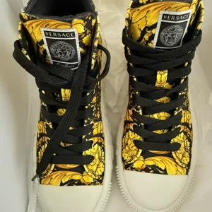 Versace Black & Gold Barocco High-Top Sneakers
