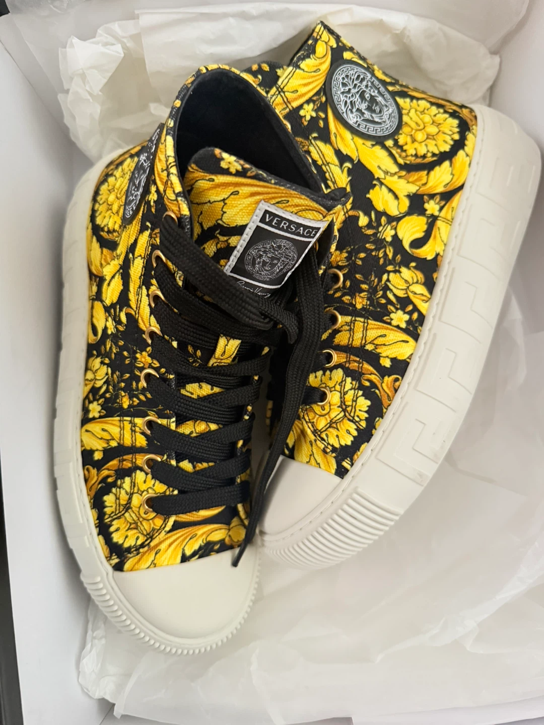 Versace Black & Gold Barocco High-Top Sneakers - photo 2