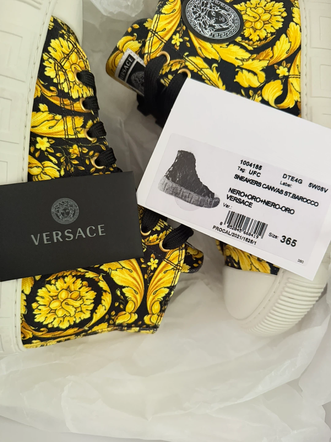 Versace Black & Gold Barocco High-Top Sneakers - photo 4