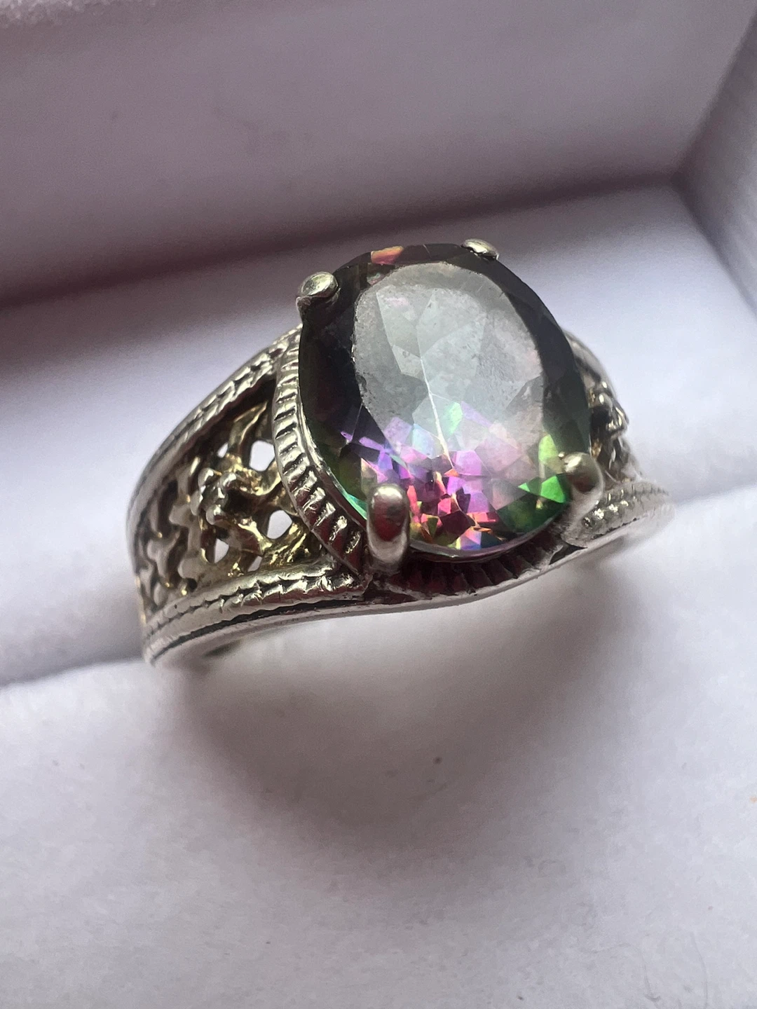 925 Silver Ring with Mystic Topaz Stone