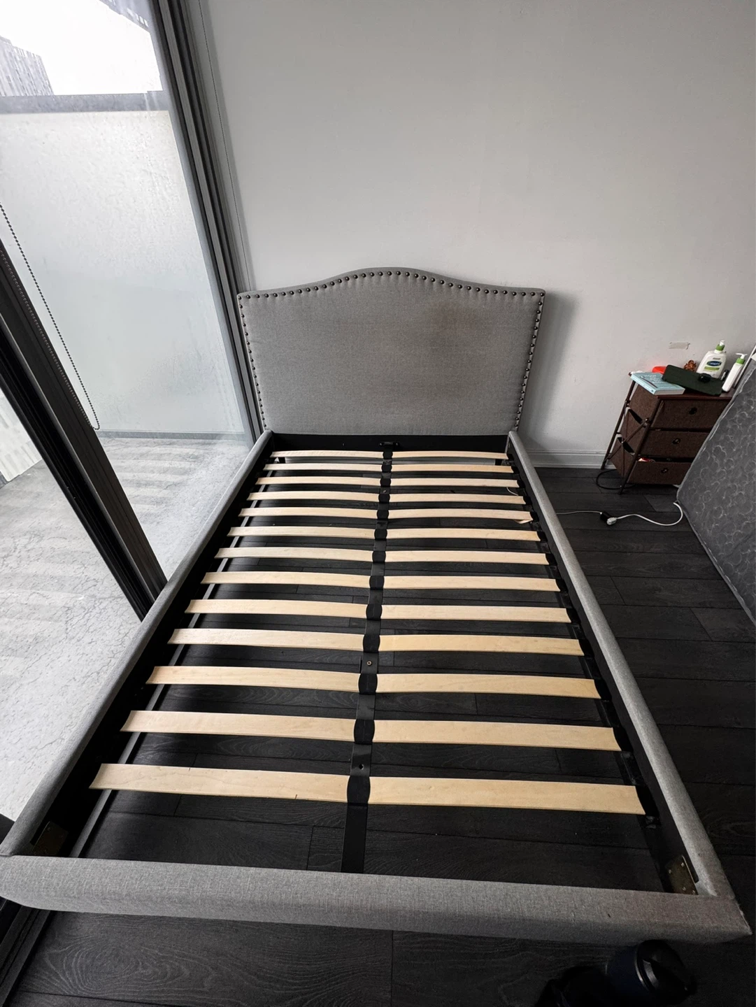 Grey Upholstered Full Bed Frame - Mattress NOT INCLUDED