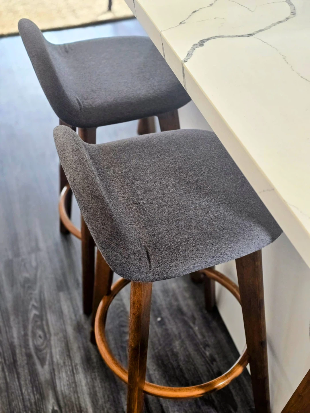 Charcoal Fabric Bar Stools with Wooden Legs - set of 4 - photo 3