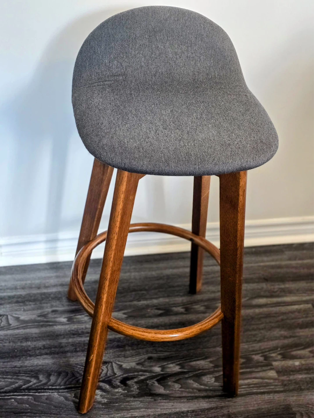 Charcoal Fabric Bar Stools with Wooden Legs - set of 4 - photo 2