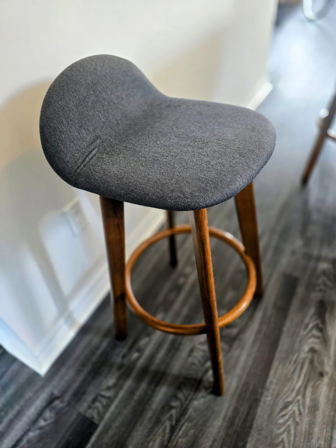 Charcoal Fabric Bar Stools with Wooden Legs - set of 4