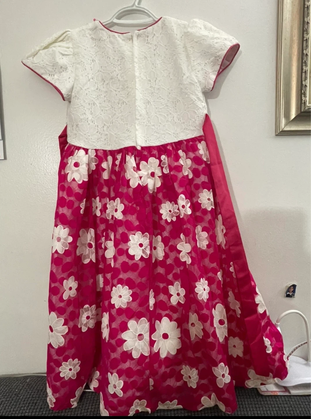 Girls' Pink Floral Dress with Lace Bolero Jacket - photo 3