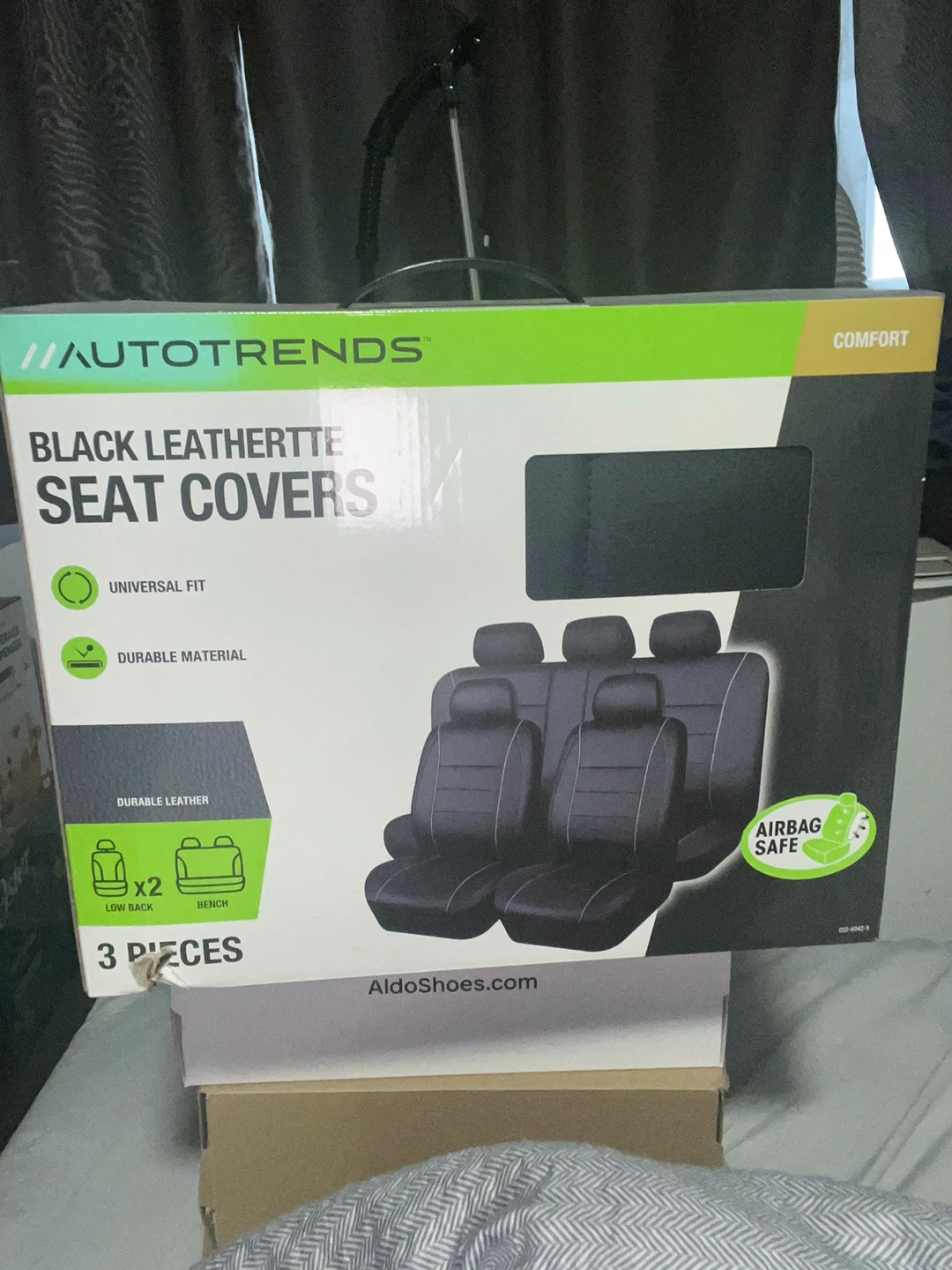AUTOTRENDS Black Leatherette Seat Covers - 3 Pieces