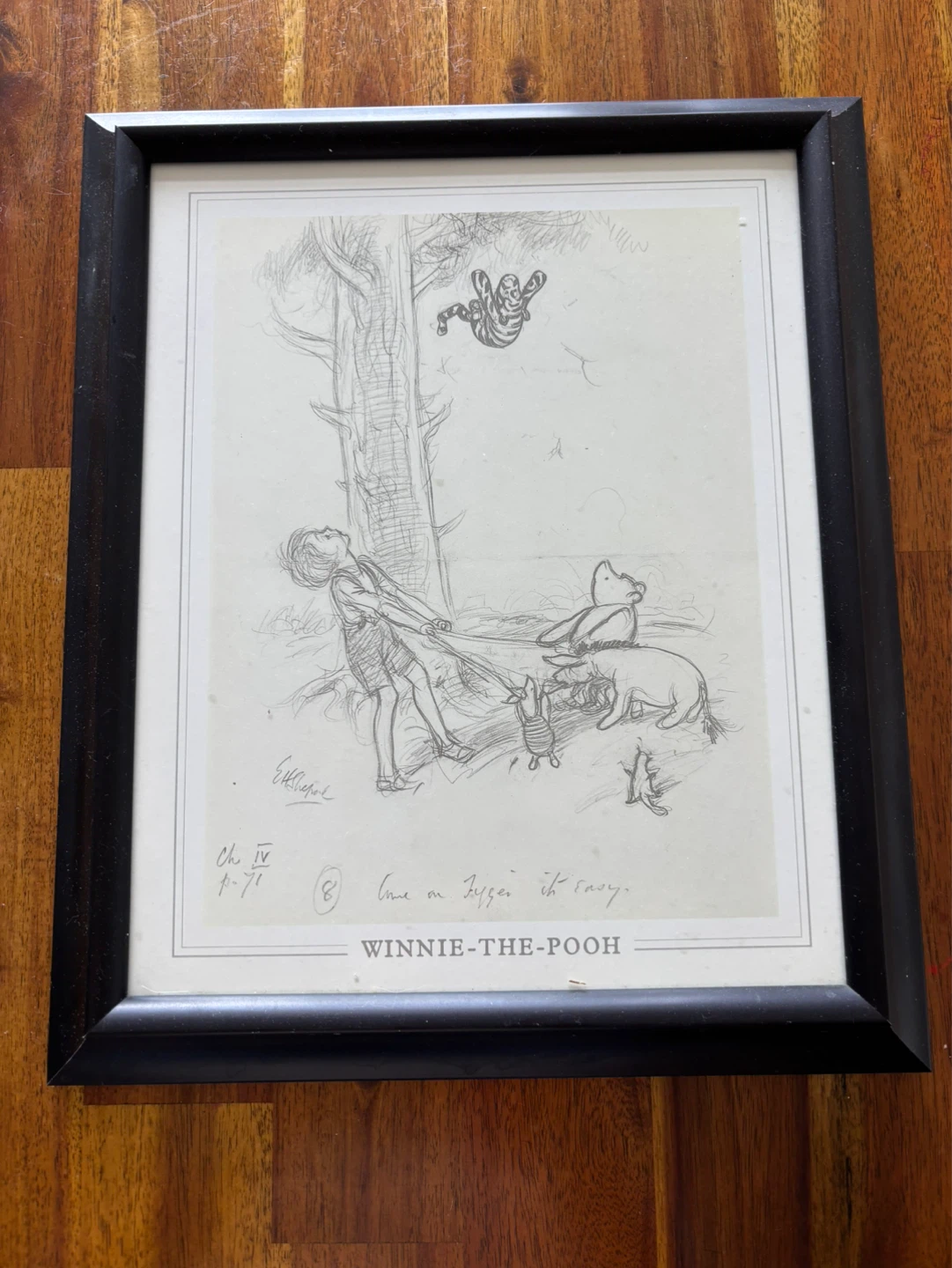 Winnie-the-Pooh Framed Sketch - "Come on Eeyore it's easy."