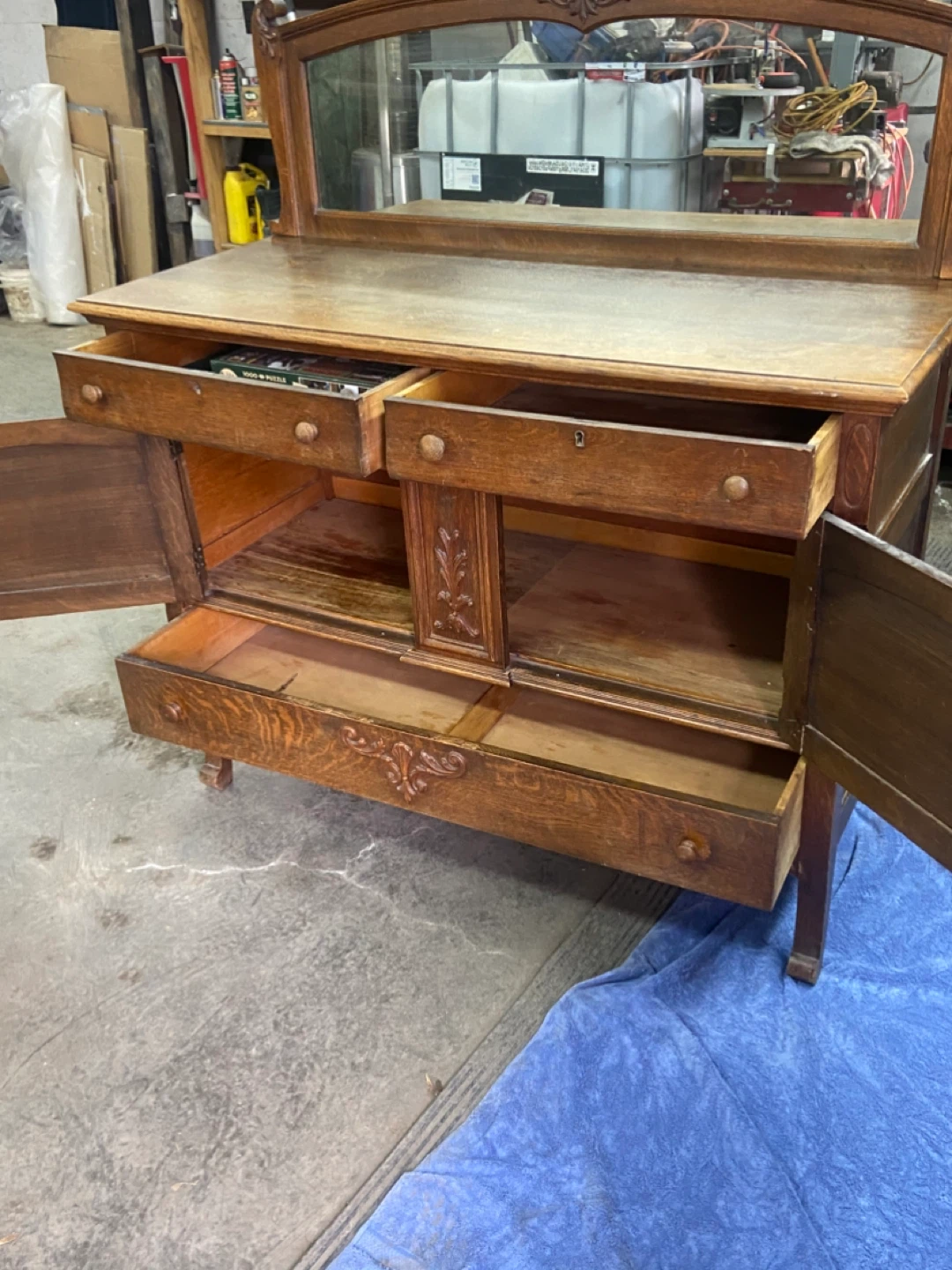Antique Oak Dresser with Mirror