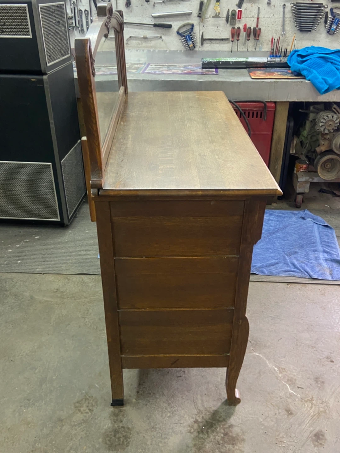 Antique Oak Dresser with Mirror - photo 4