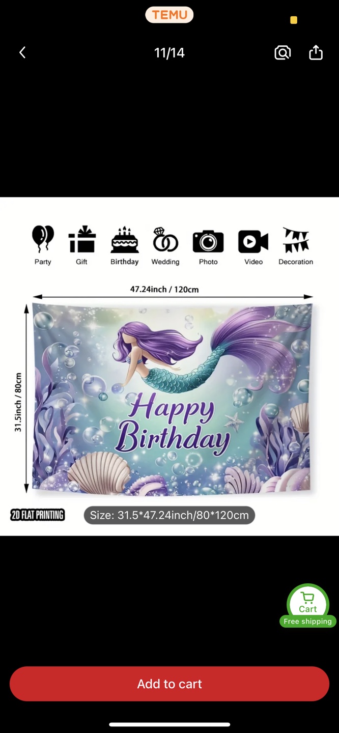 Happy Birthday Mermaid Birthday Party Backdrop Banner - photo 2