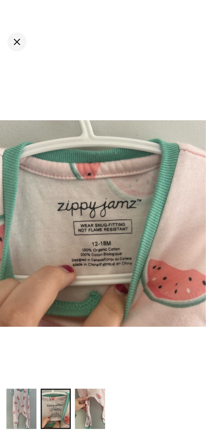 Zippy Jamz Watermelon Sleeveless Footed Pajamas 12-18M - photo 2