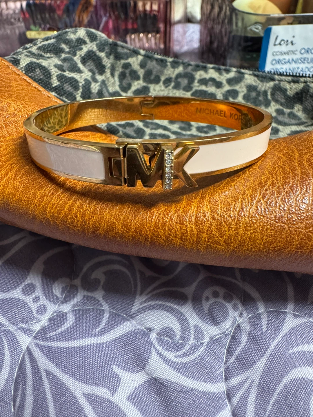 Michael Kors baby pink and Gold Tone Bangle Bracelet - photo 2