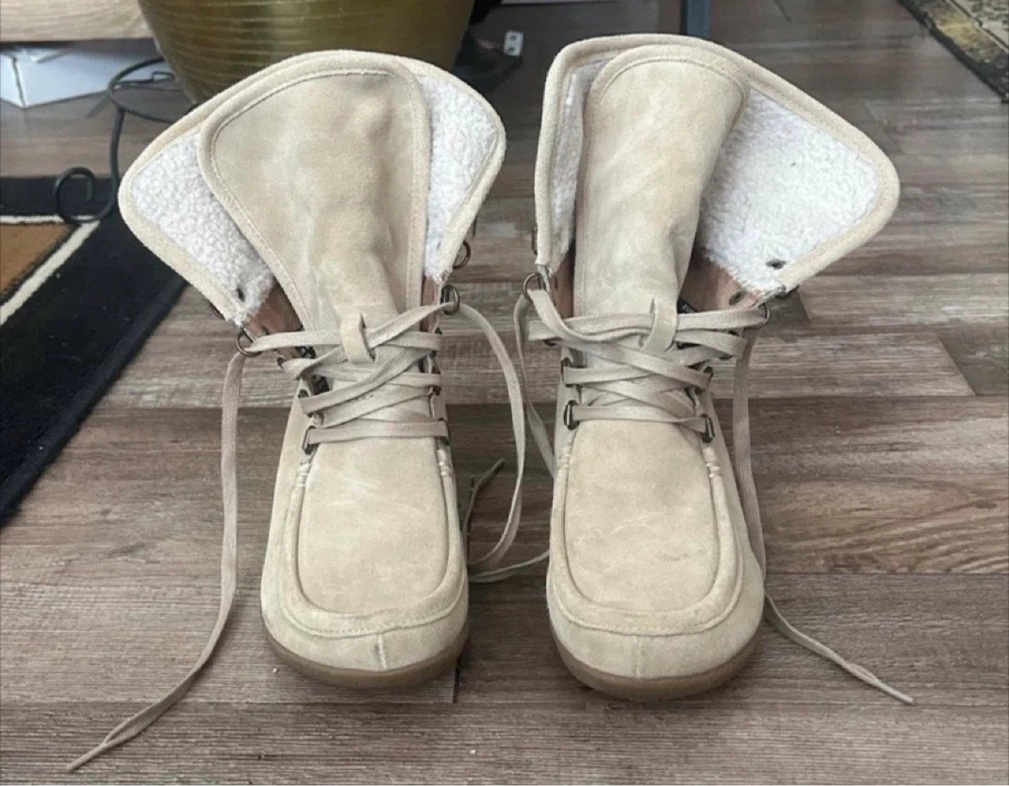 Hush Puppies Beige Suede Lined Boots Size 7