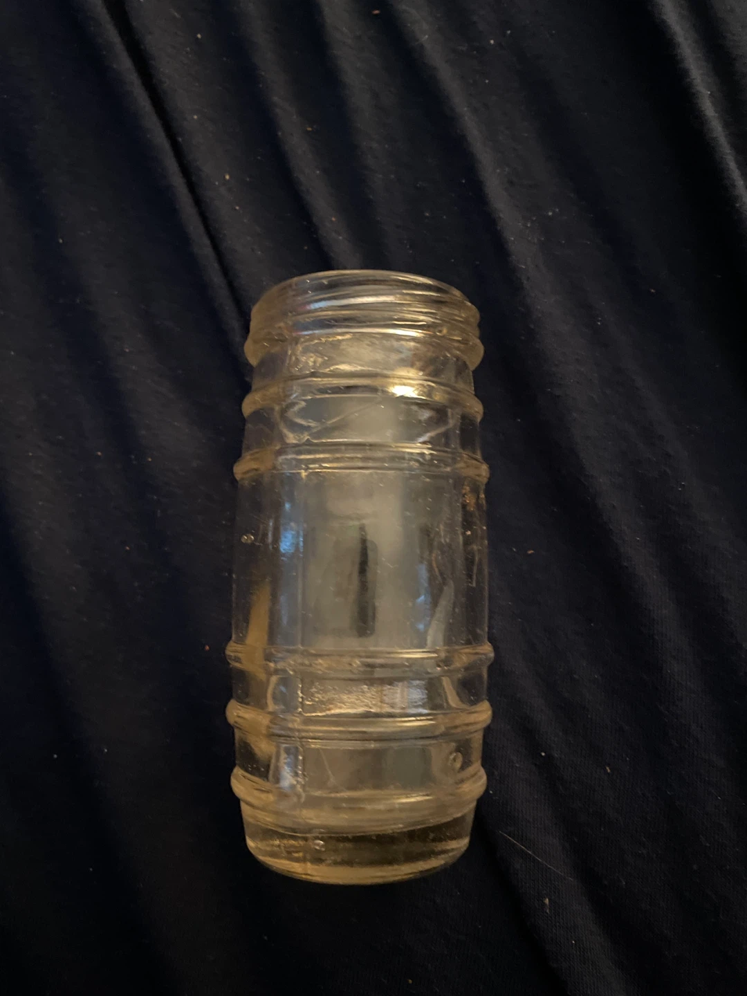 Clear Glass Miniature Barrel Shaped Bottle