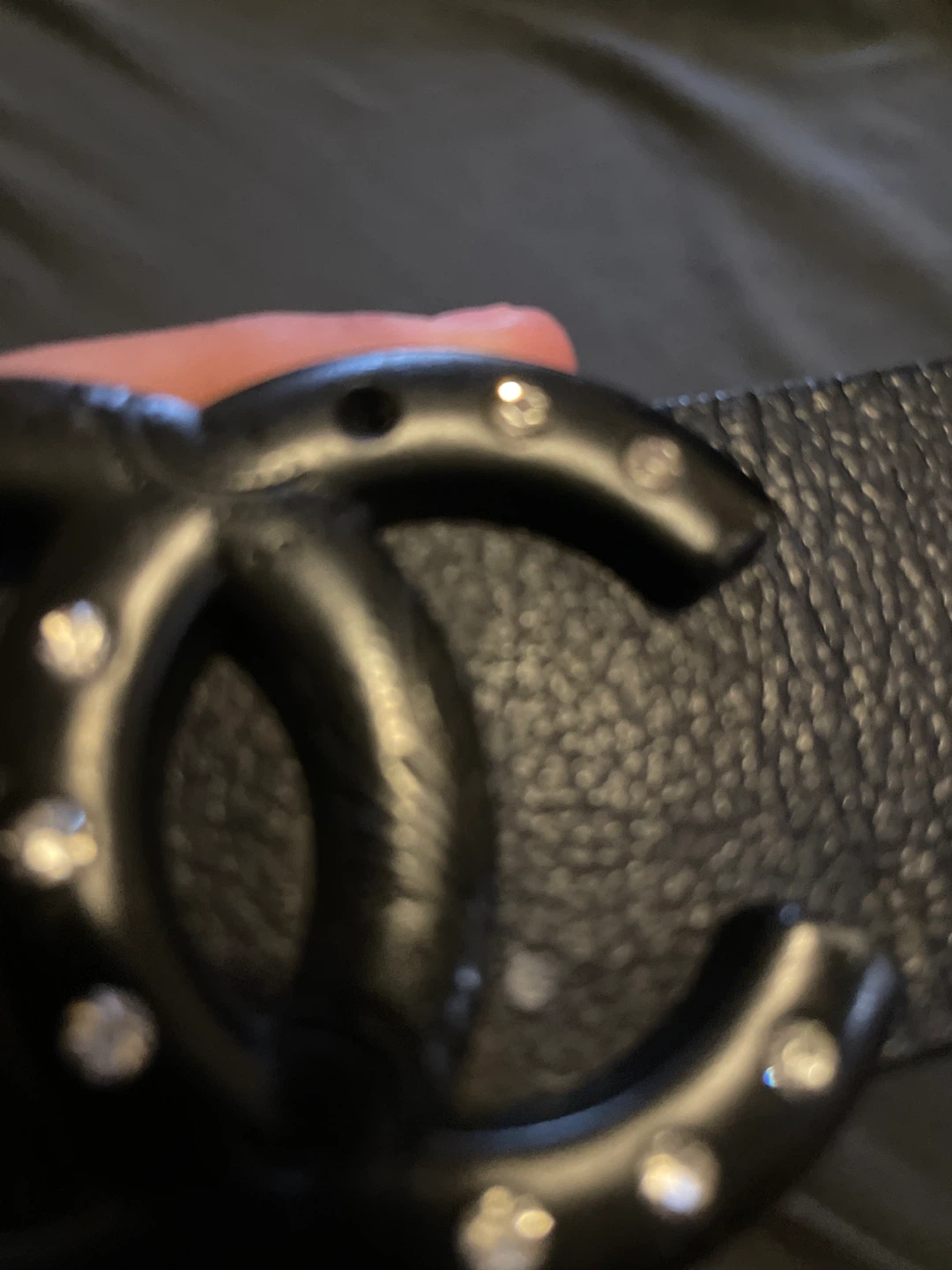 Black Leather Belt with CC Buckle - photo 3