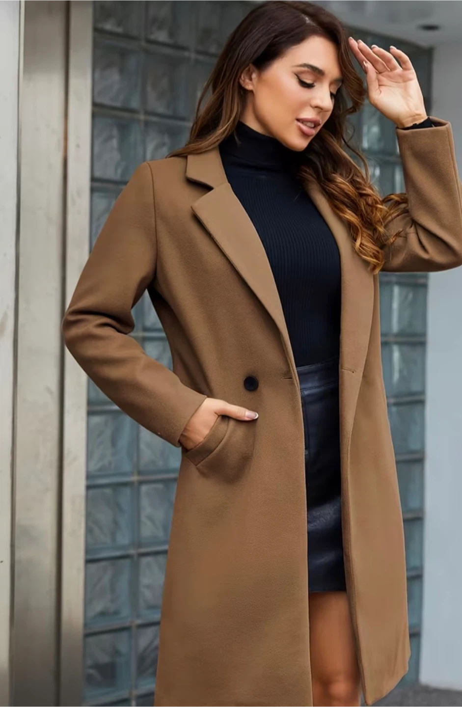 Tan Wool Blend Coat - photo 4