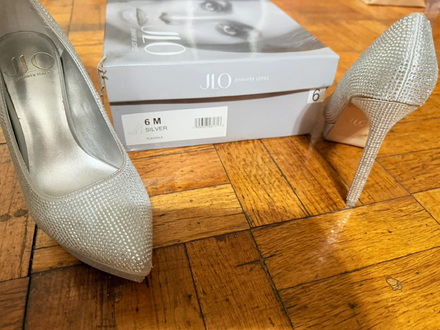 JLO Jennifer Lopez Silver Embellished Heels - Size 6 - photo 2