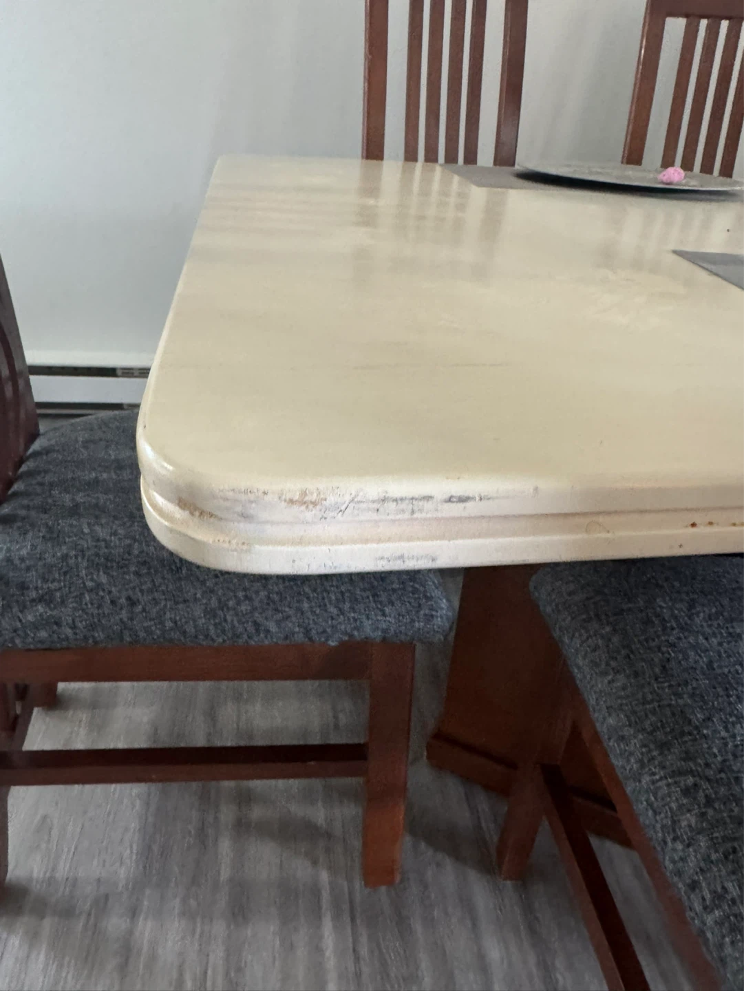 Wooden Dining Chairs with Grey Upholstered Seats (Set of 6) - photo 4