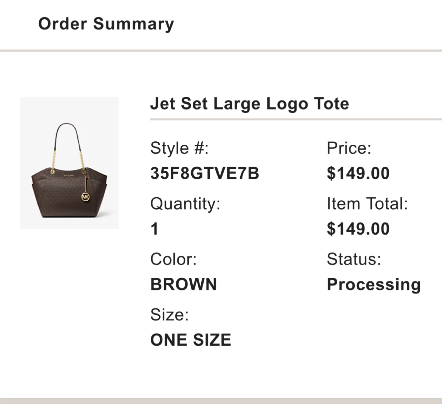 Michael Kors Jet Set Large Logo Tote - Brown