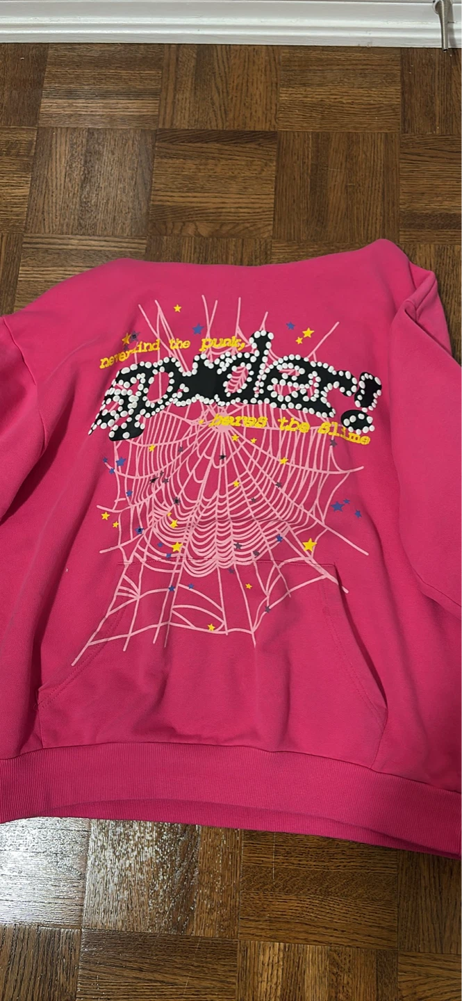 Pink Spiderweb Graphic Hoodie