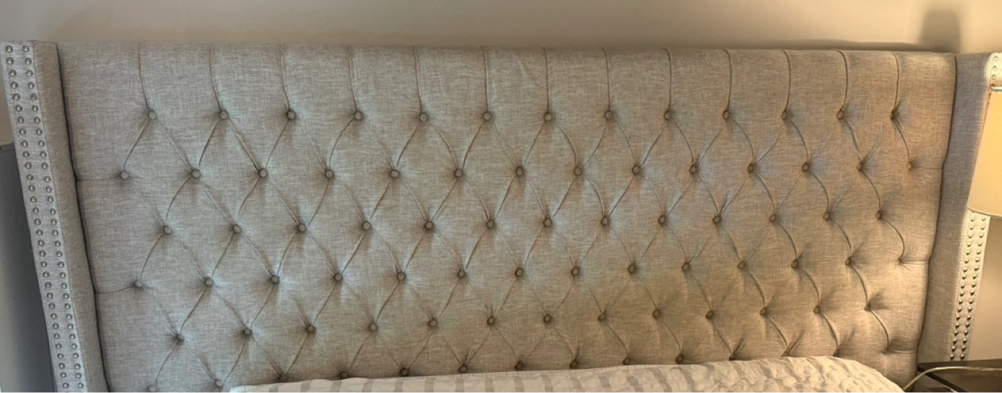 Tufted Wingback Headboard with Bed Frame and Box Spring - photo 2