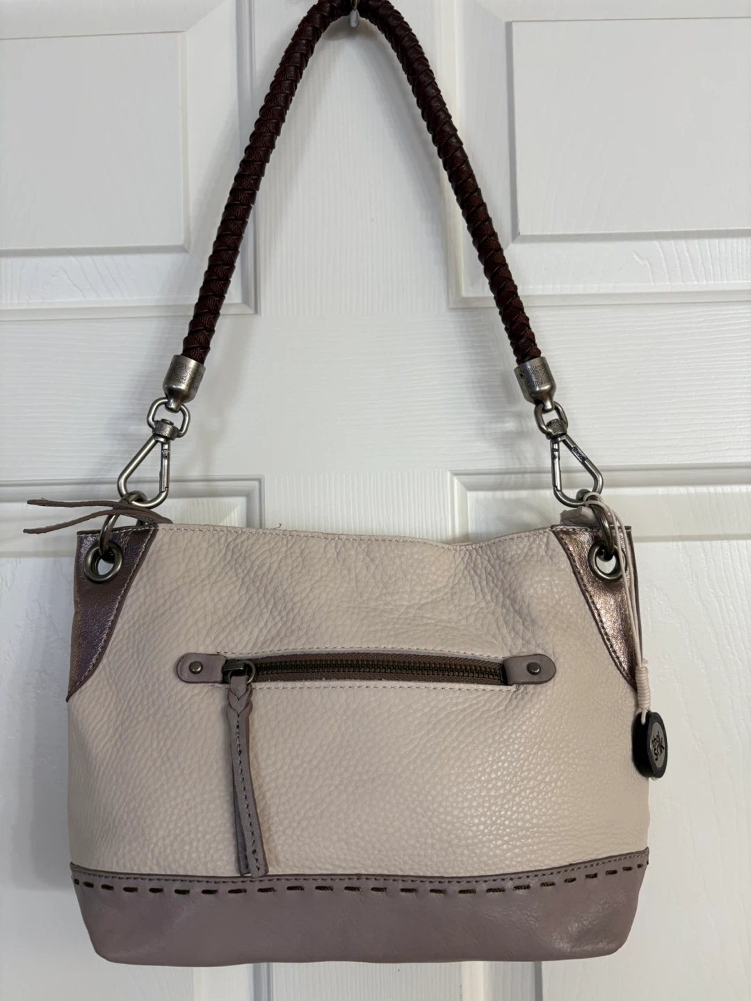 The Sak Cream & Taupe Leather Hobo Shoulder Bag