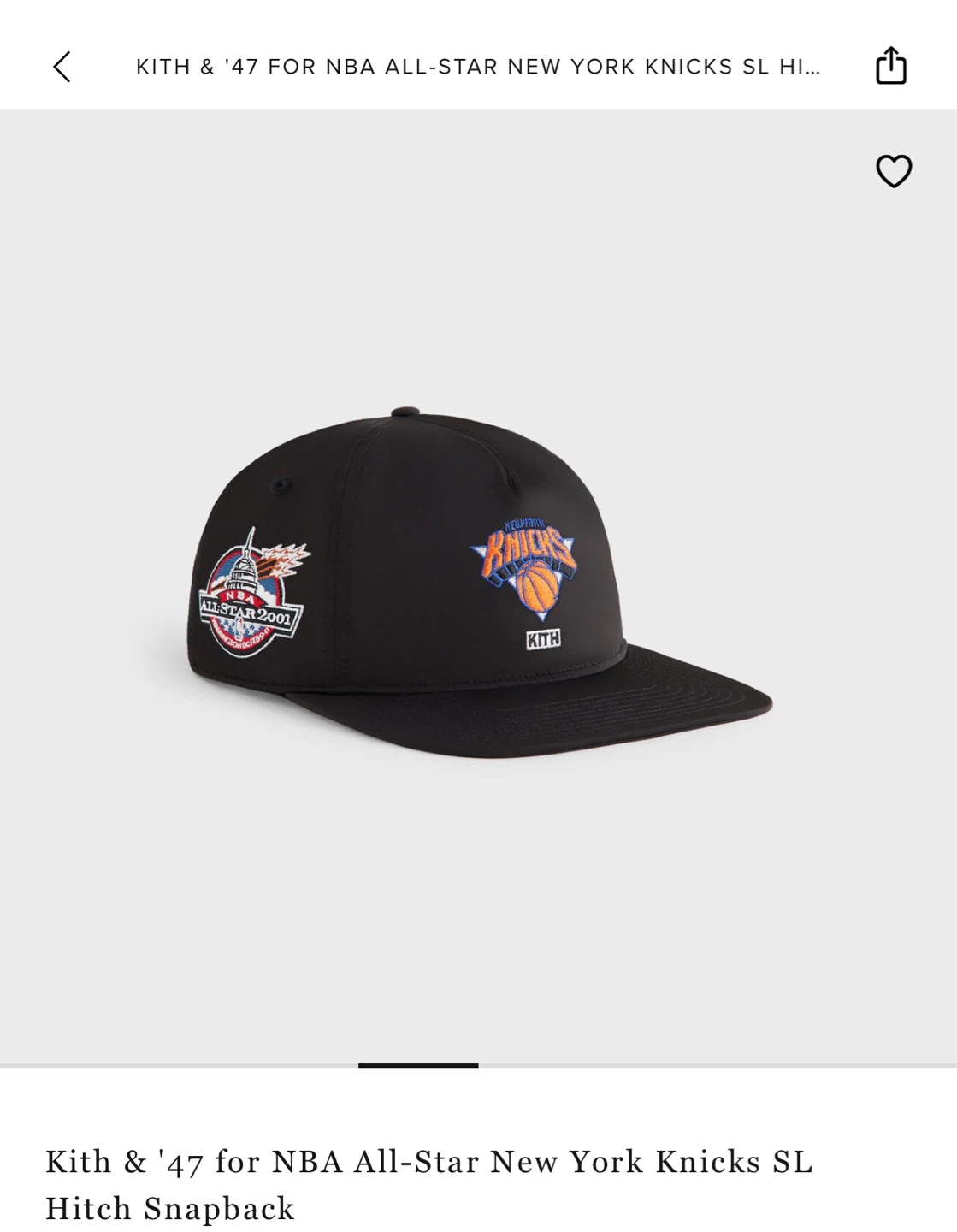 Kith & '47 NBA All-Star New York Knicks SL Hitch Snapback - photo 4