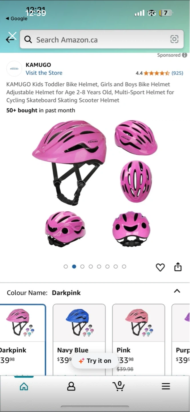 KAMUGO Kids Toddler Bike Helmet - Darkpink