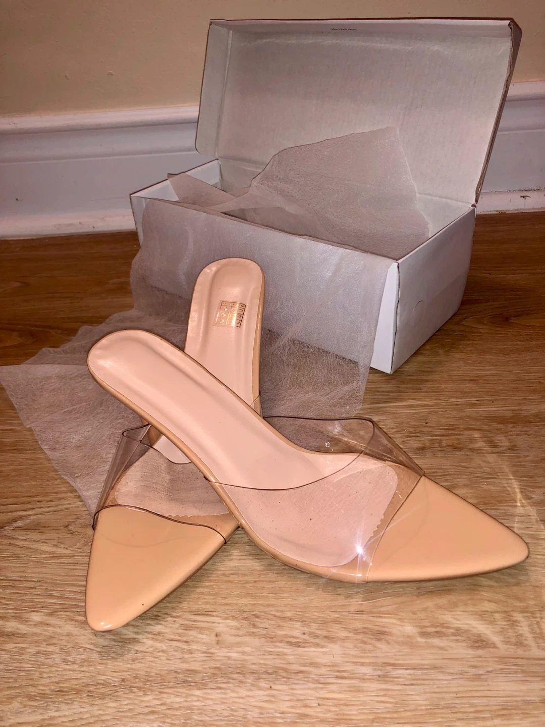 Women's Clear Strap Heels - Nude - photo 3