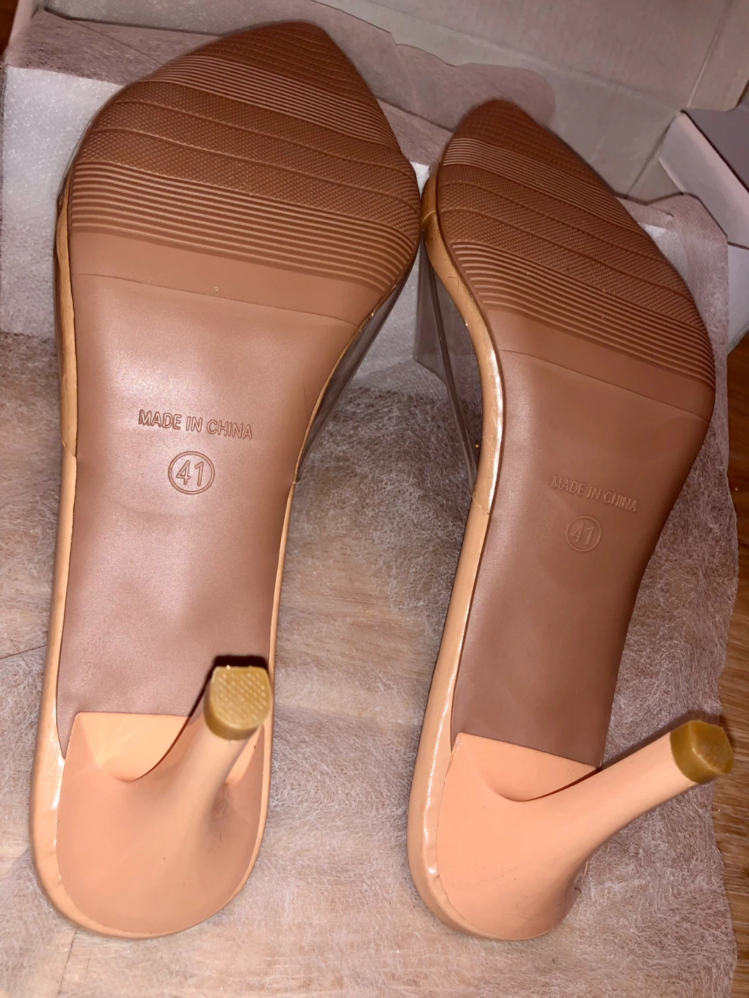 Women's Clear Strap Heels - Nude - photo 4