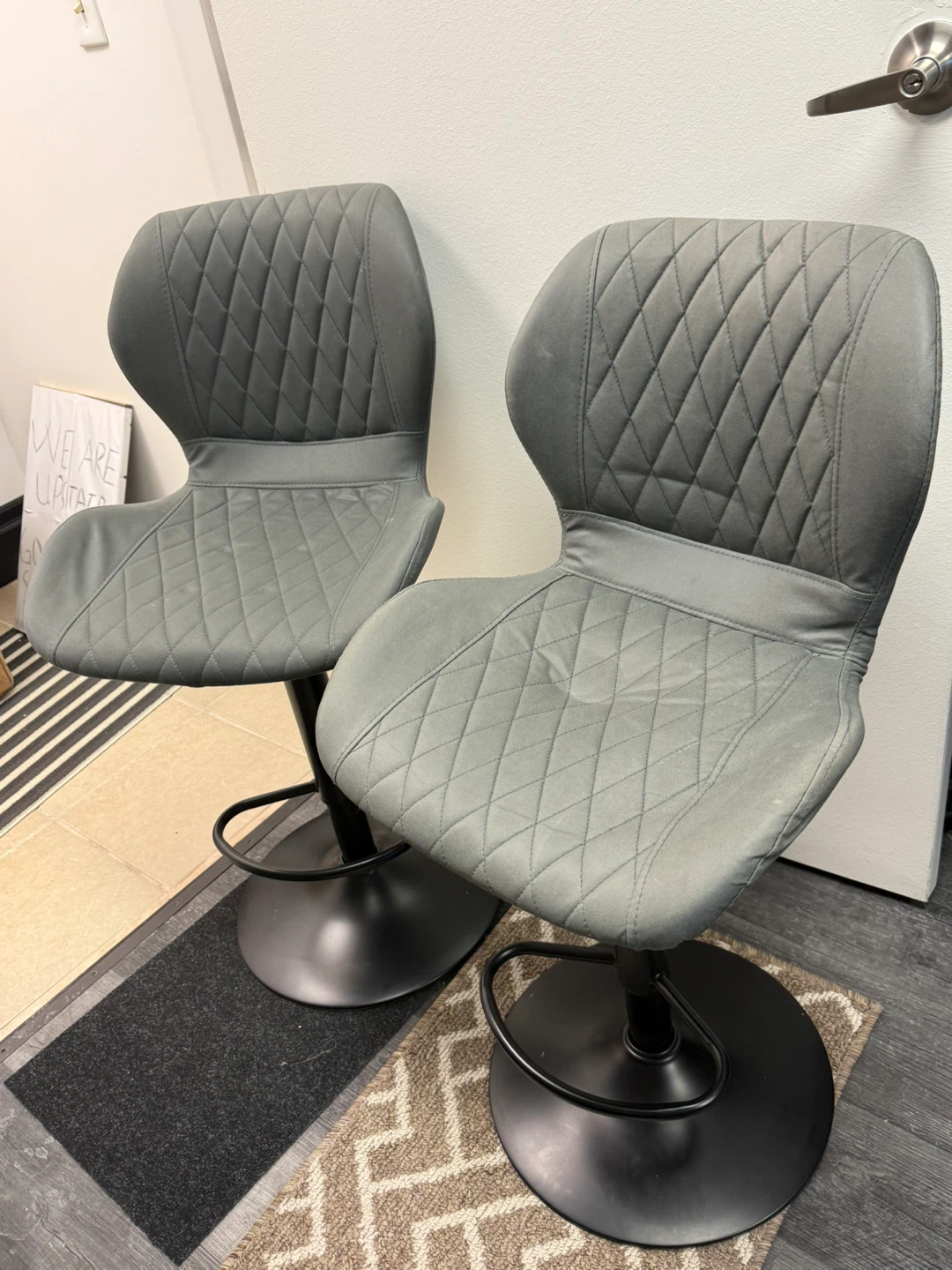 Set of 2 Bar Stools - Dark Grey - photo 2