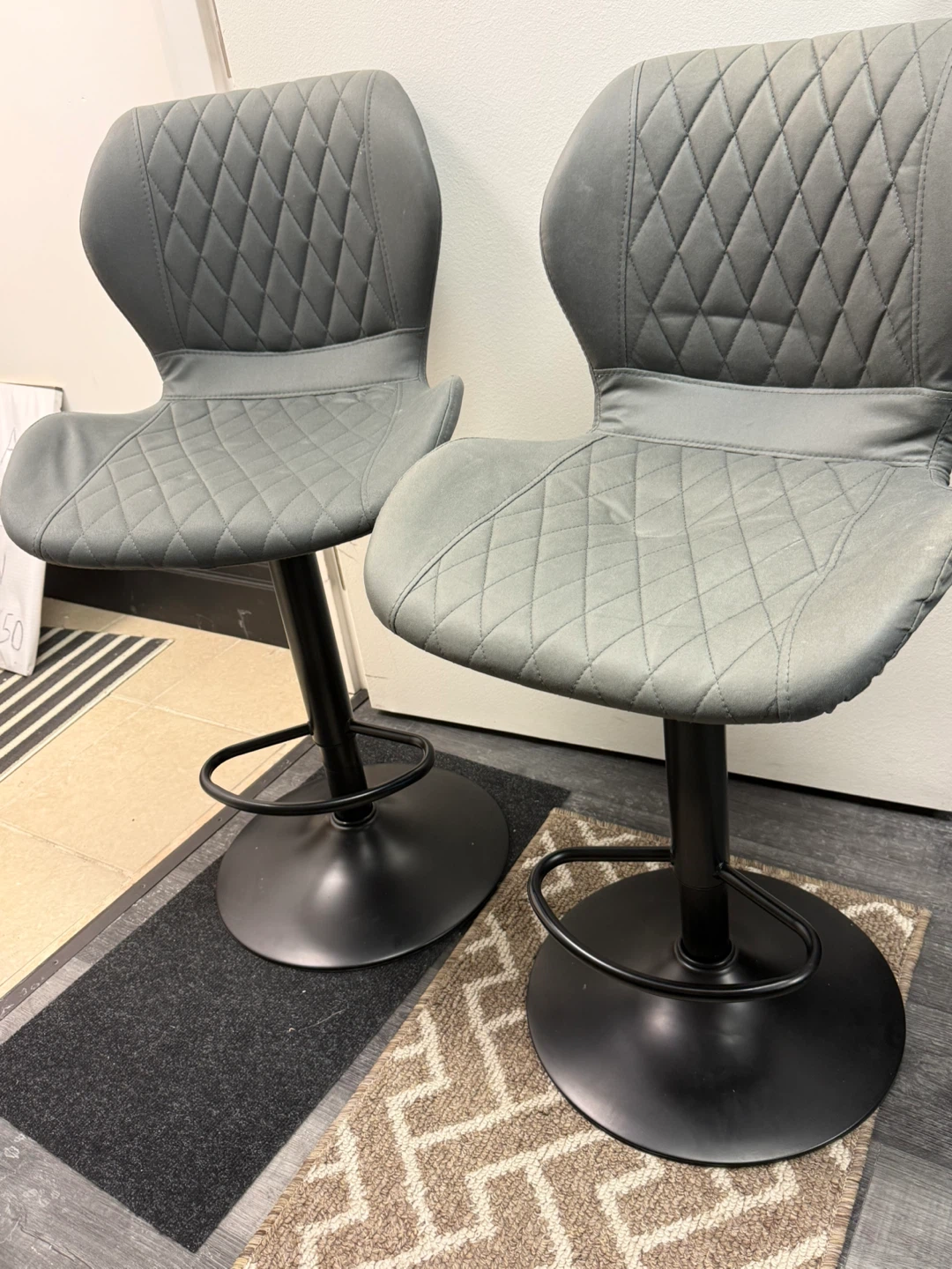 Set of 2 Bar Stools - Dark Grey - photo 3