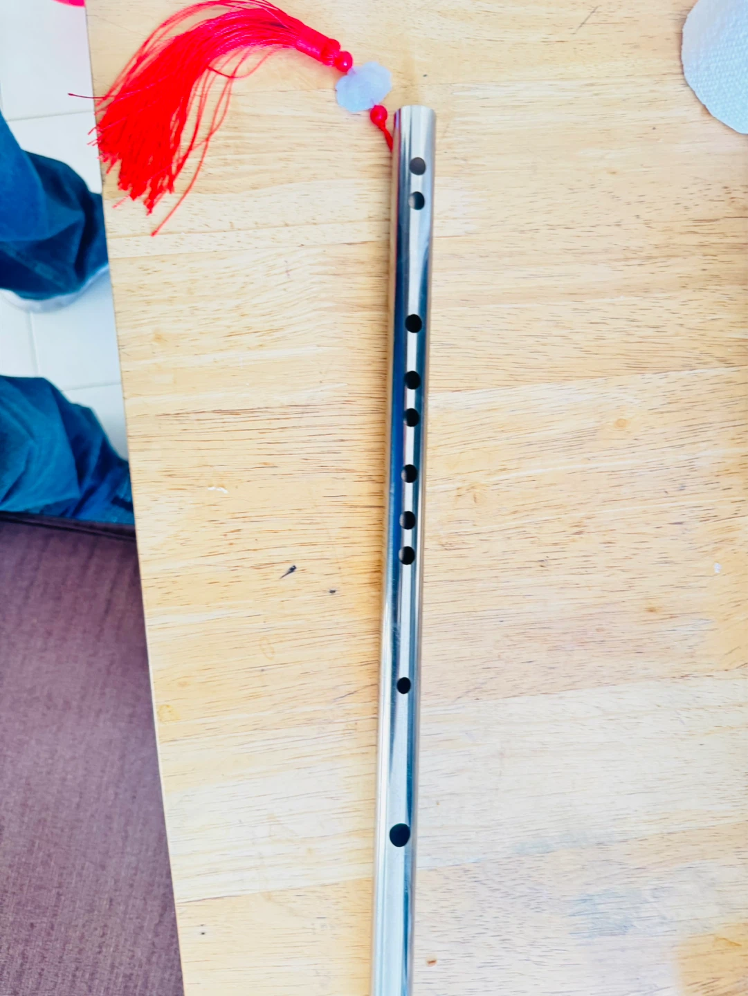 Silver Metal Flute with Red Tassel - photo 2