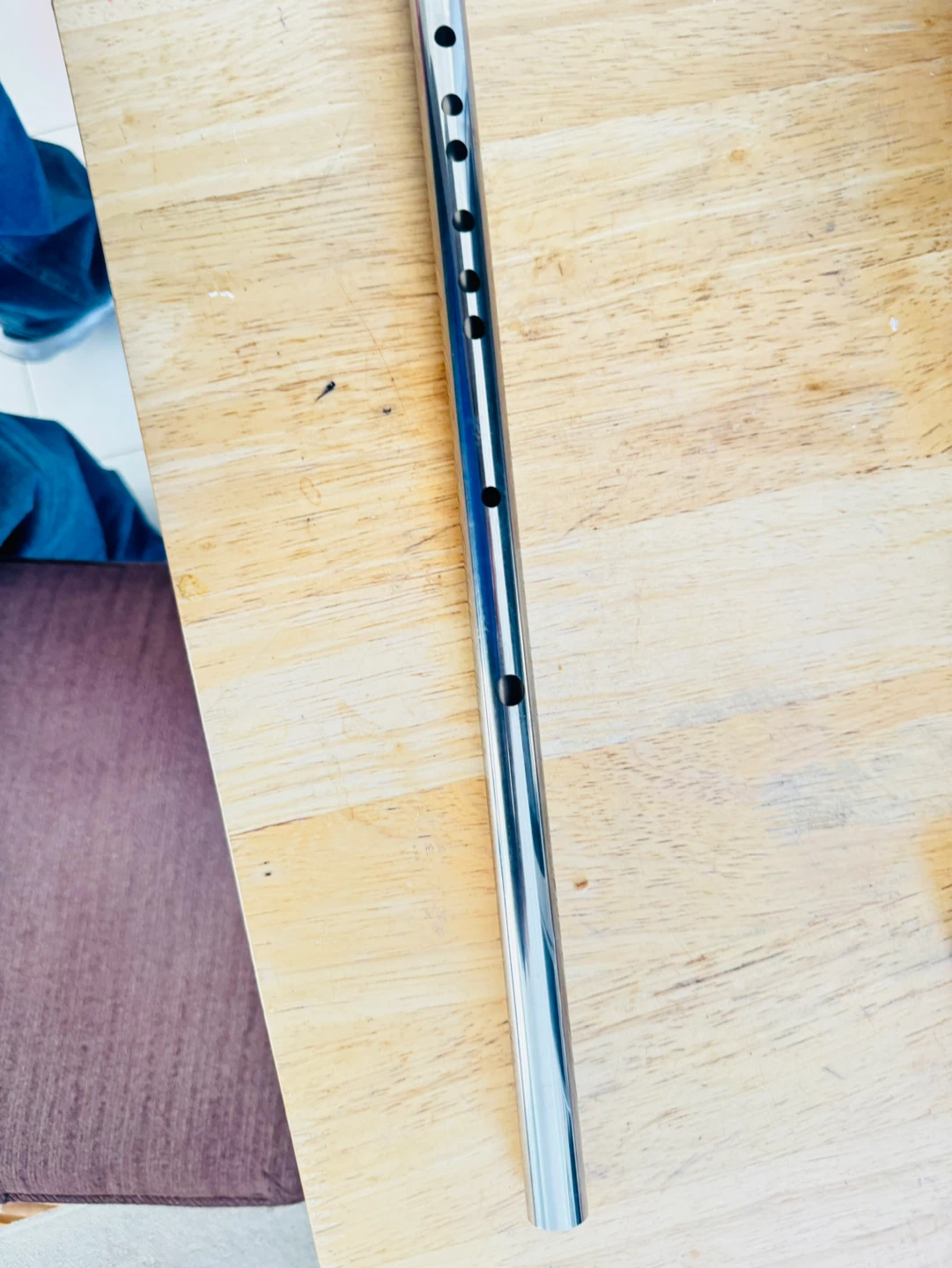 Silver Metal Flute with Red Tassel