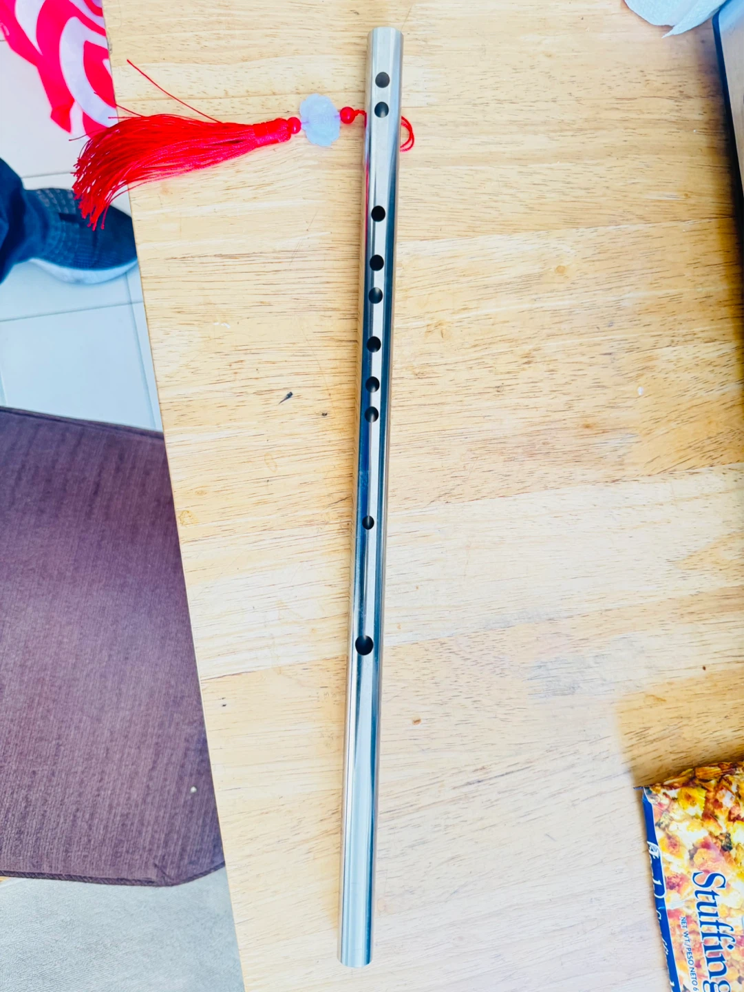 Silver Metal Flute with Red Tassel - photo 5