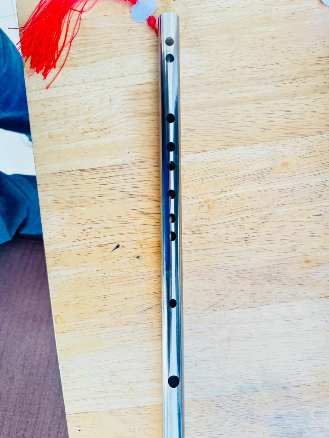 Silver Metal Flute with Red Tassel - photo 4