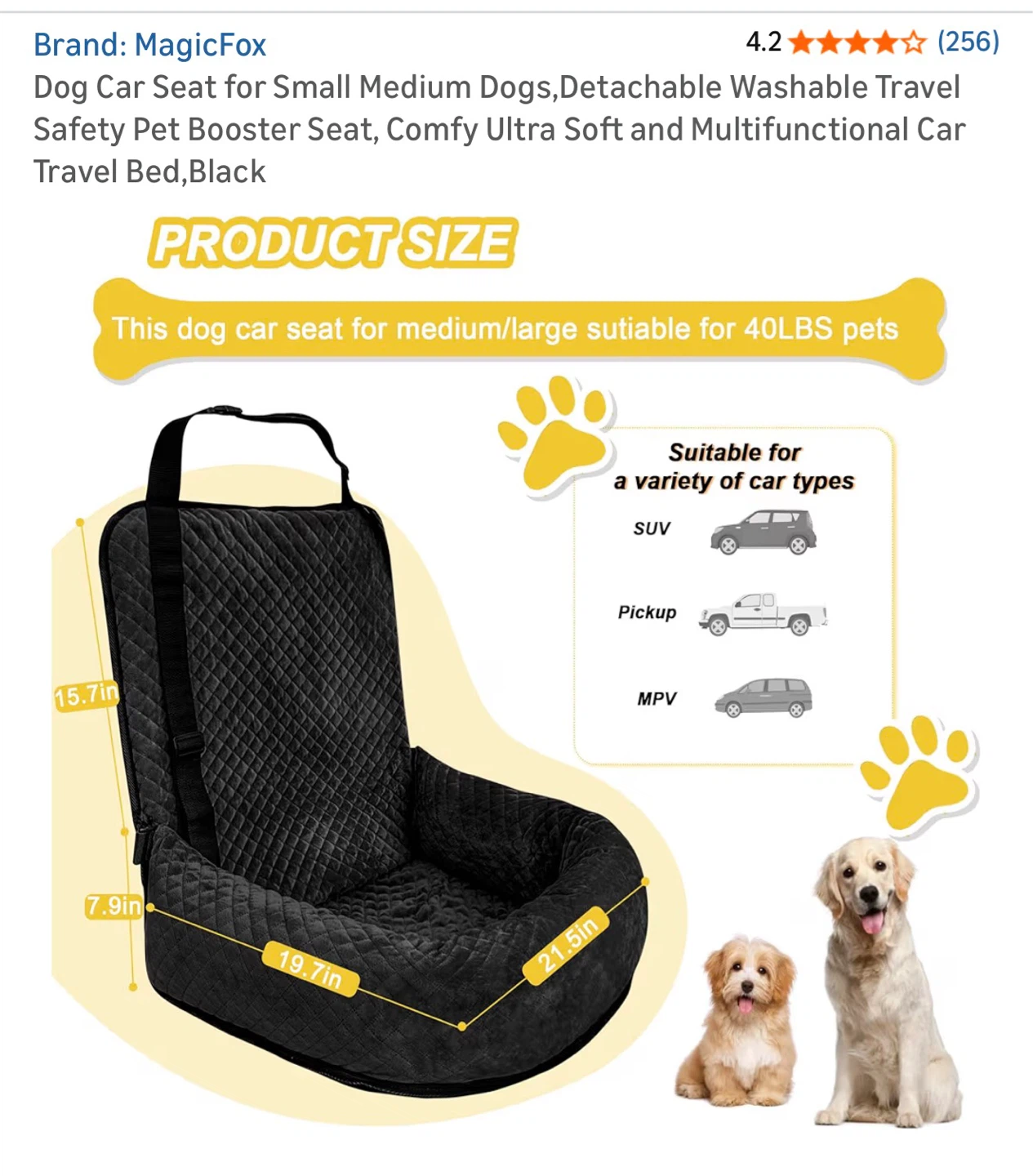 Dog Car Seat & dog bed for Small/Medium Dogs - photo 4