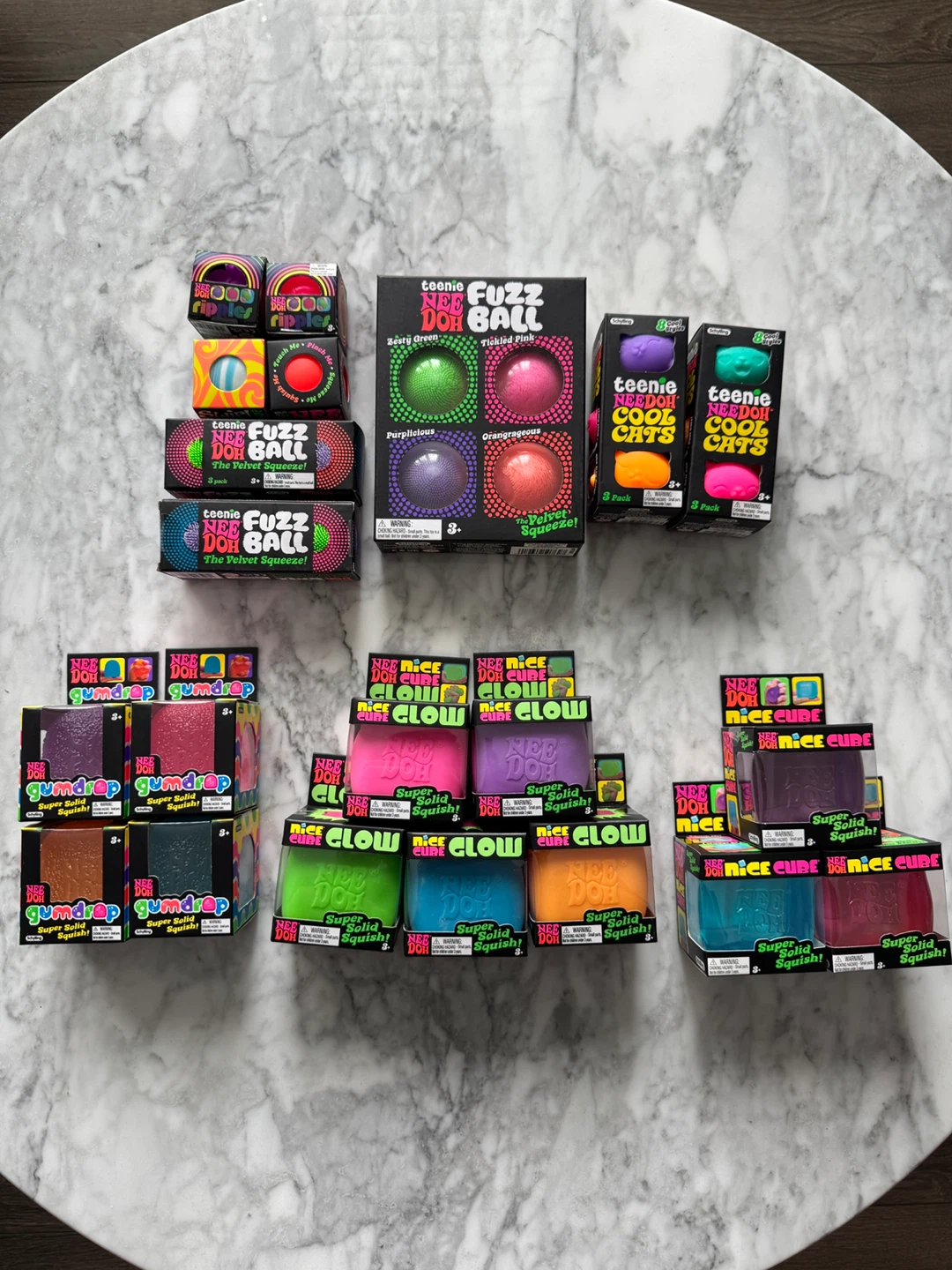NeeDoh Fuzz Ball, Gumdrop, Nice Cube, Cool Cats Squishies