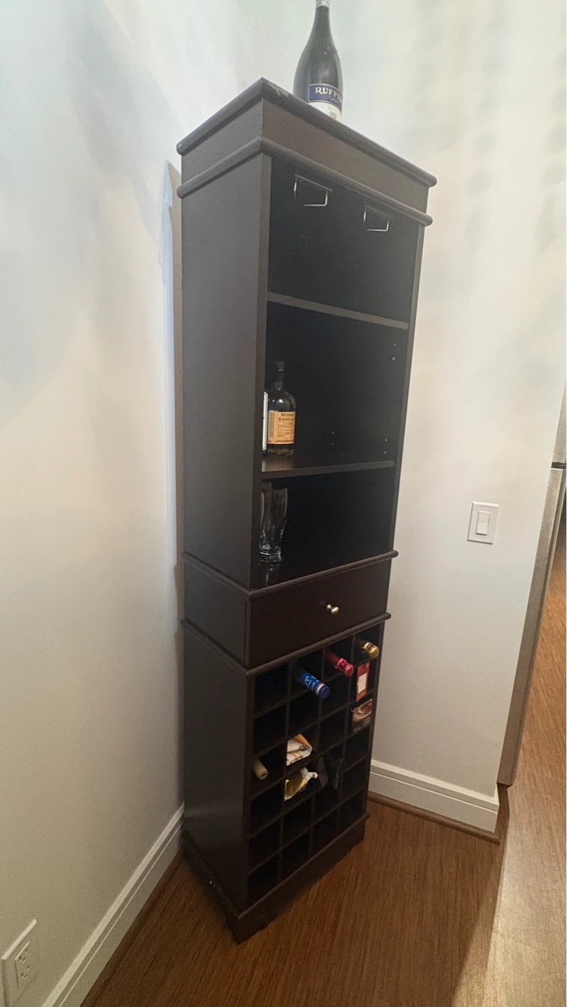 Espresso Wood Bar Cabinet with Wine Rack - photo 2