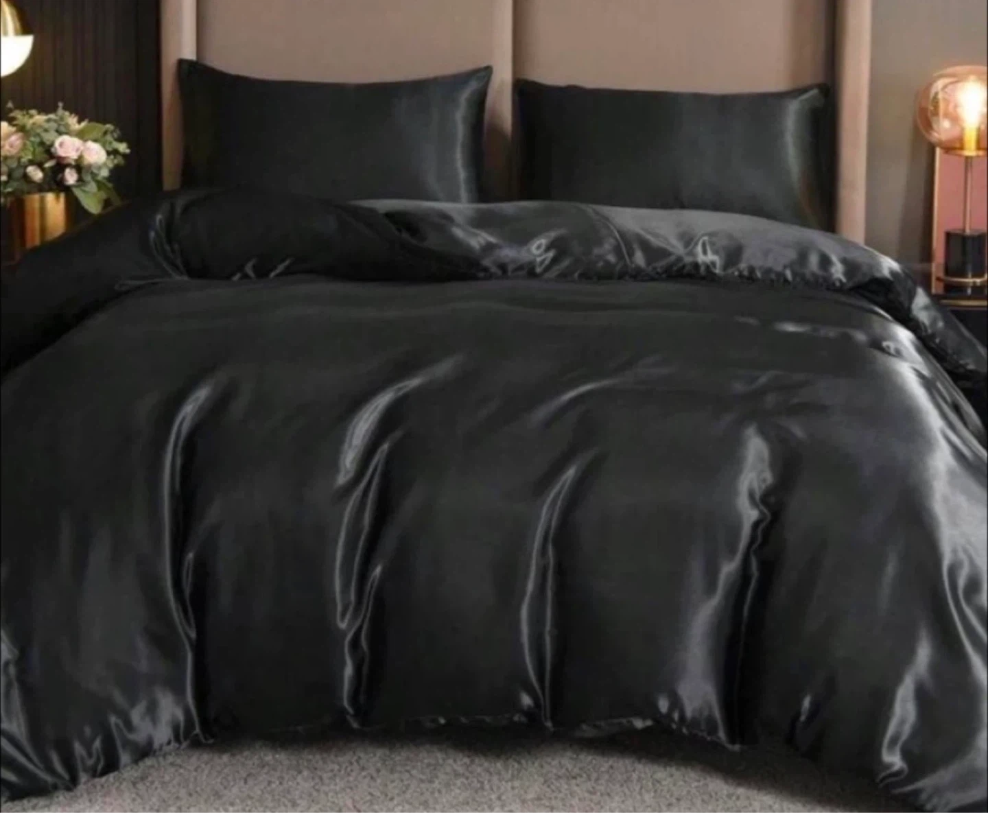 Black Satin Bed Sheet Set - photo 3
