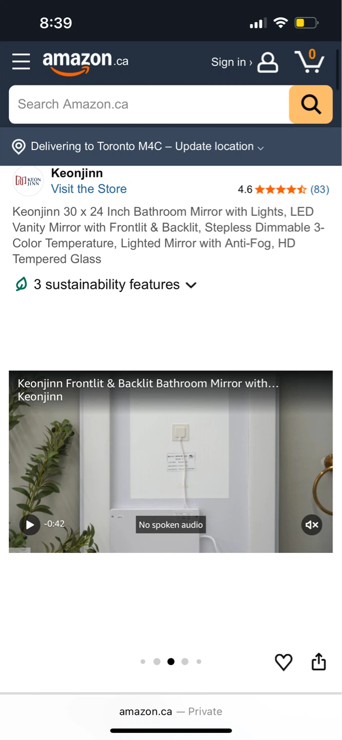 Keonjinn 30 x 24 Inch LED Bathroom Mirror with Lights - photo 5