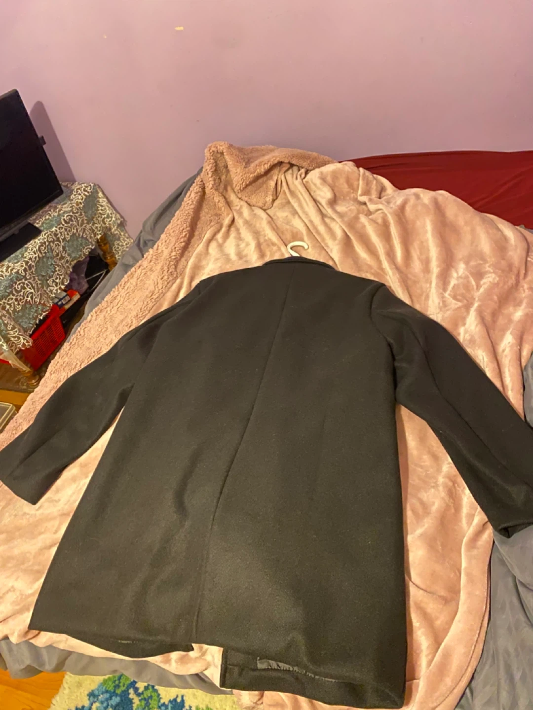 Black Wool Blend Coat - photo 2