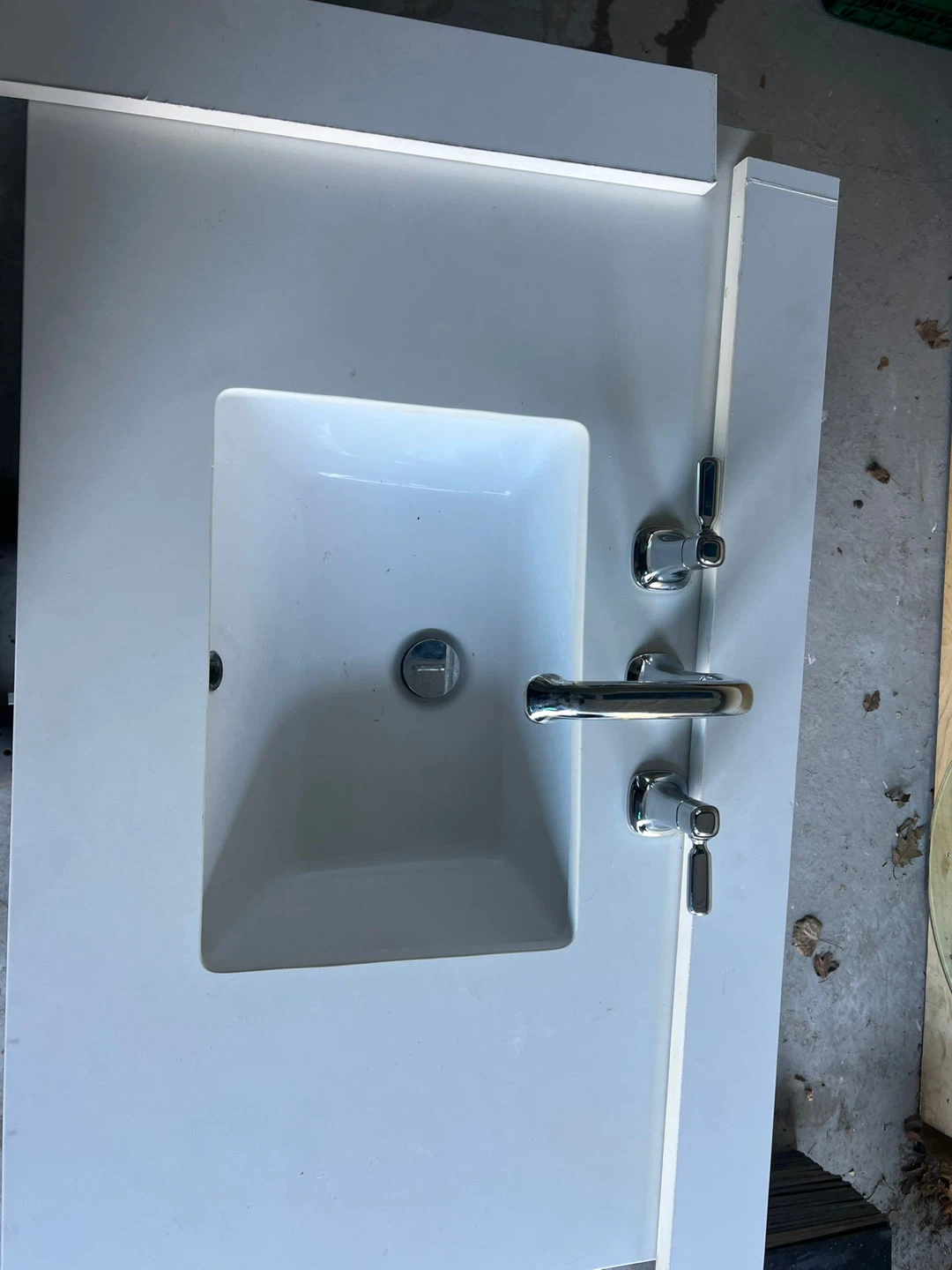 Grey Bathroom Vanity with White Countertop and Sink - photo 4