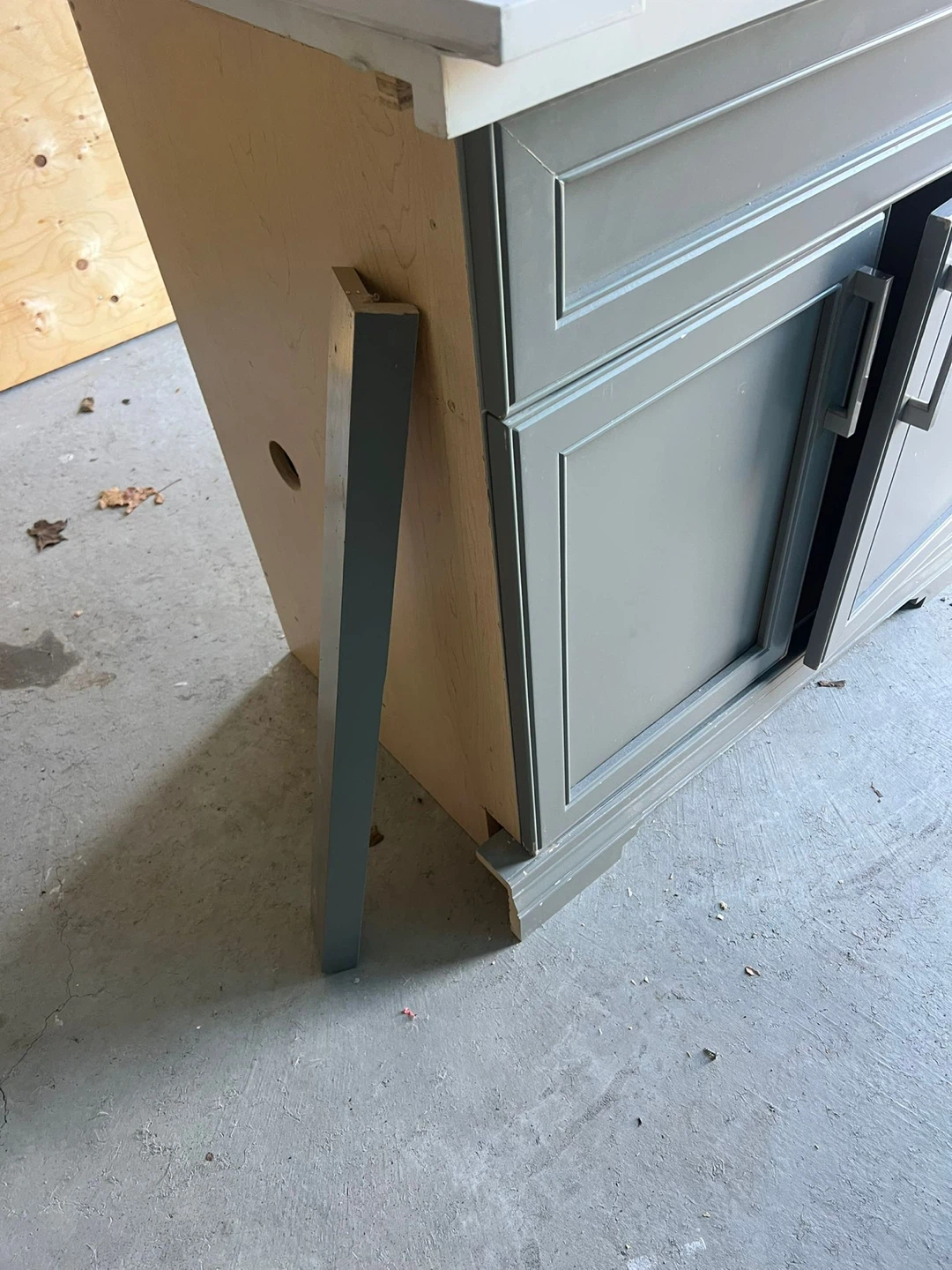 Grey Bathroom Vanity with White Countertop and Sink - photo 5