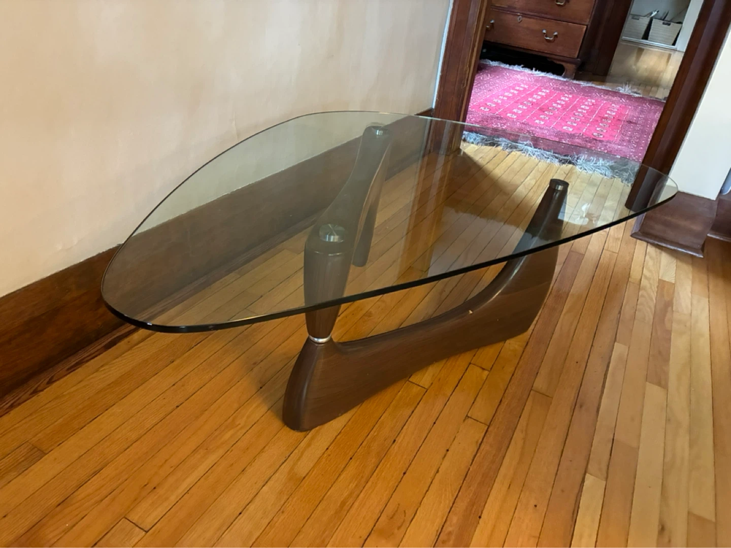 $100 MCM Noguchi Style Glass Coffee Table 48 in x 28 x 15 - photo 3