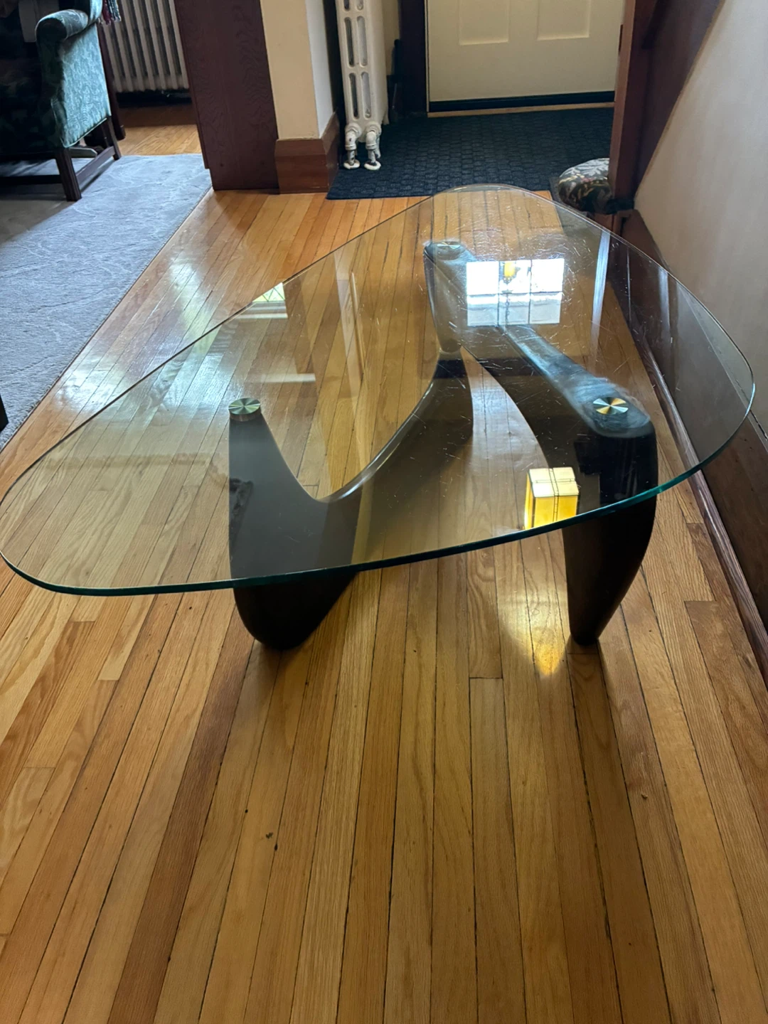 $100 MCM Noguchi Style Glass Coffee Table 48 in x 28 x 15 - photo 2
