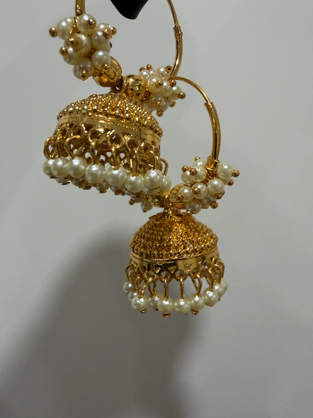 Gold Jhumka Earrings with Pearls - photo 4