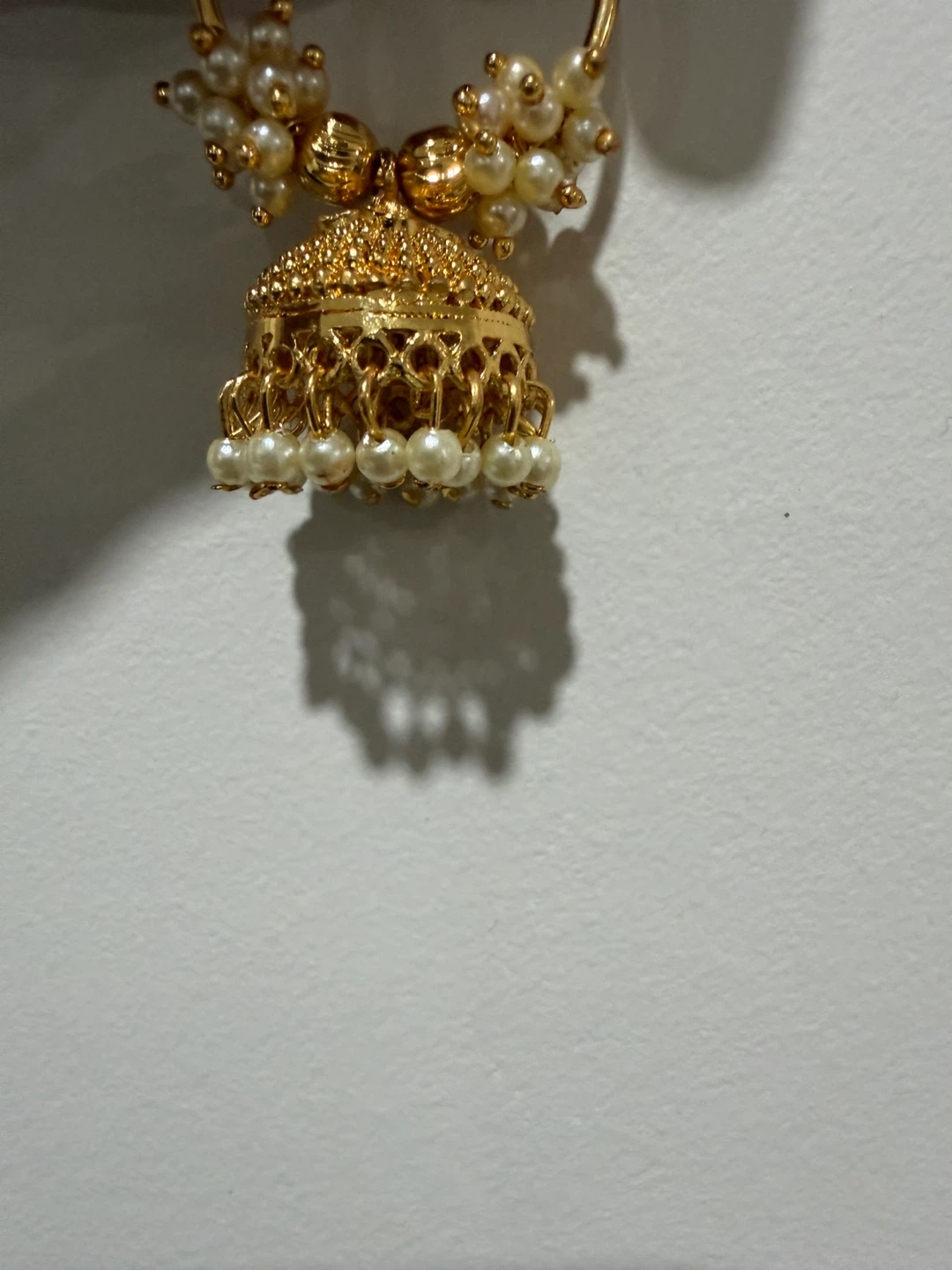 Gold Jhumka Earrings with Pearls - photo 2